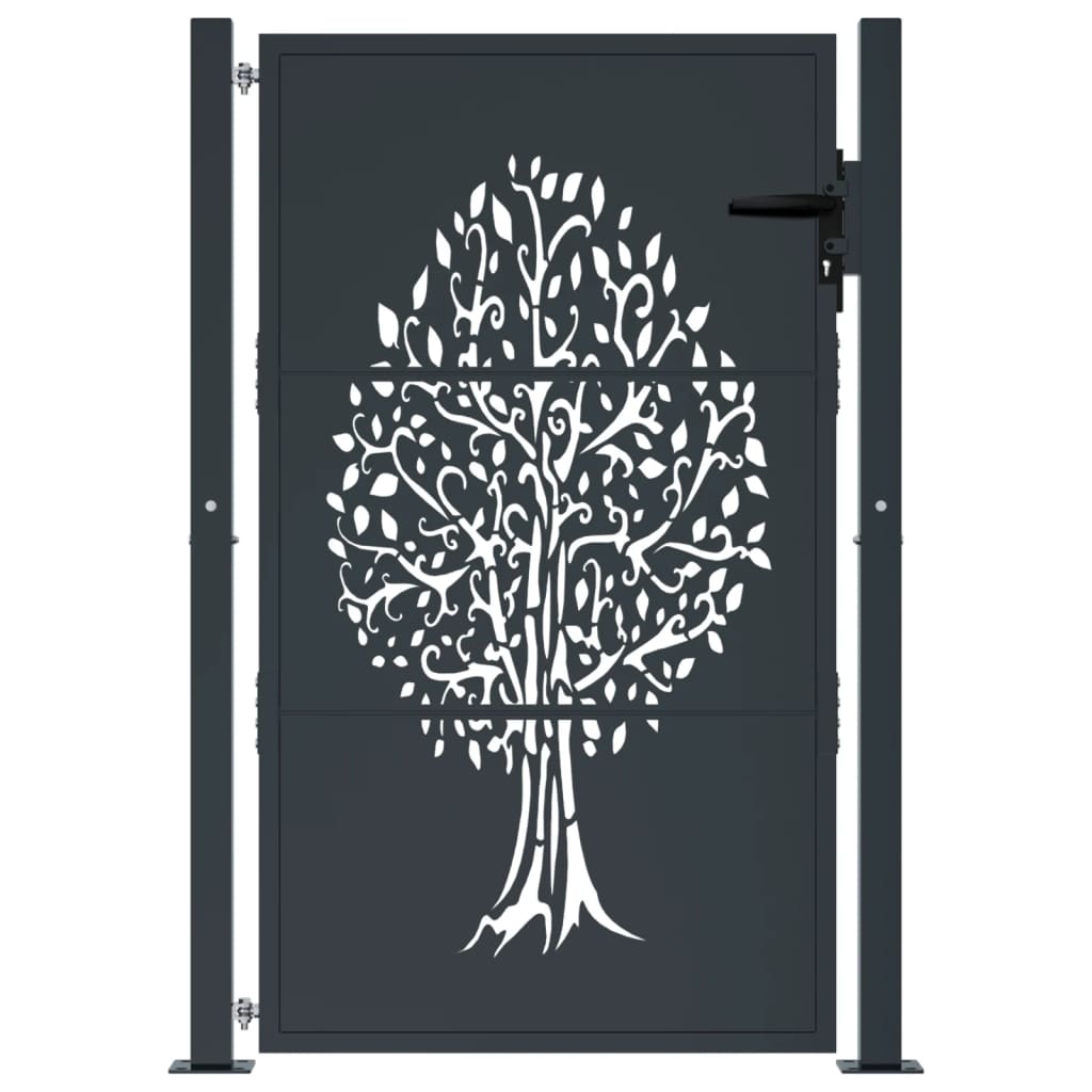 Gartentor Anthrazit 100x75 cm Stahl Baum-Design