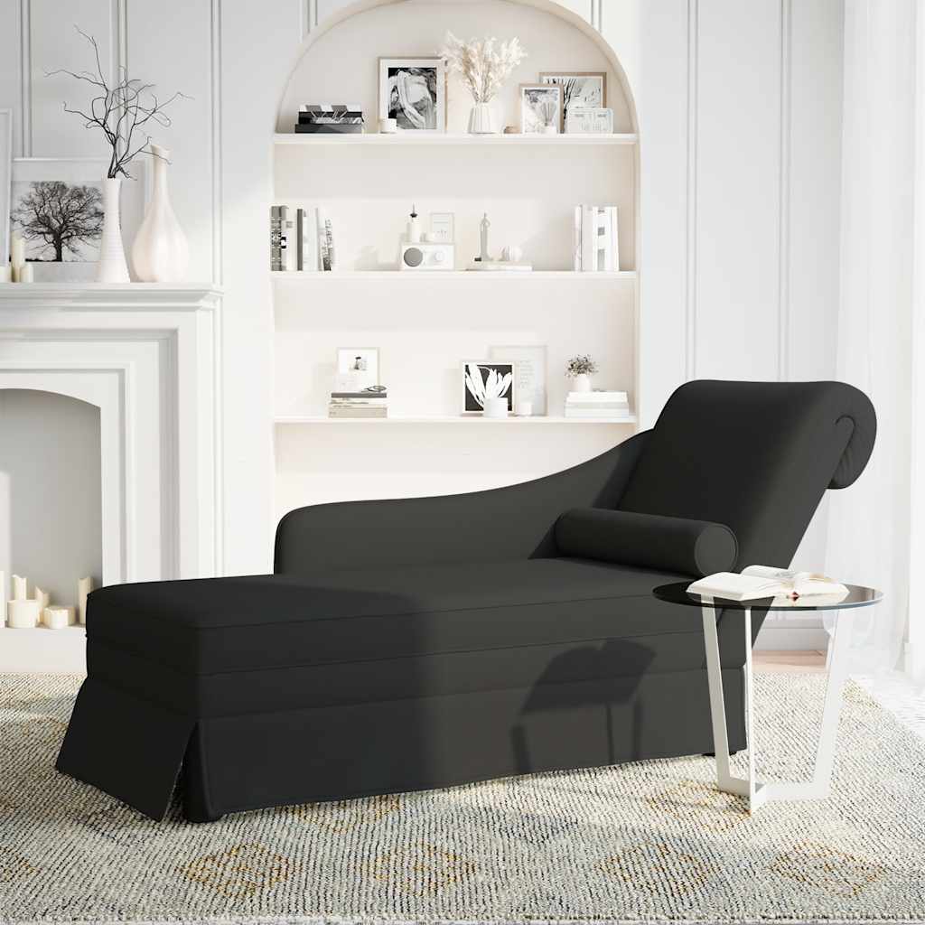 Chaiselongue mit Nackenrolle und Rechter Armlehne Blau Samt