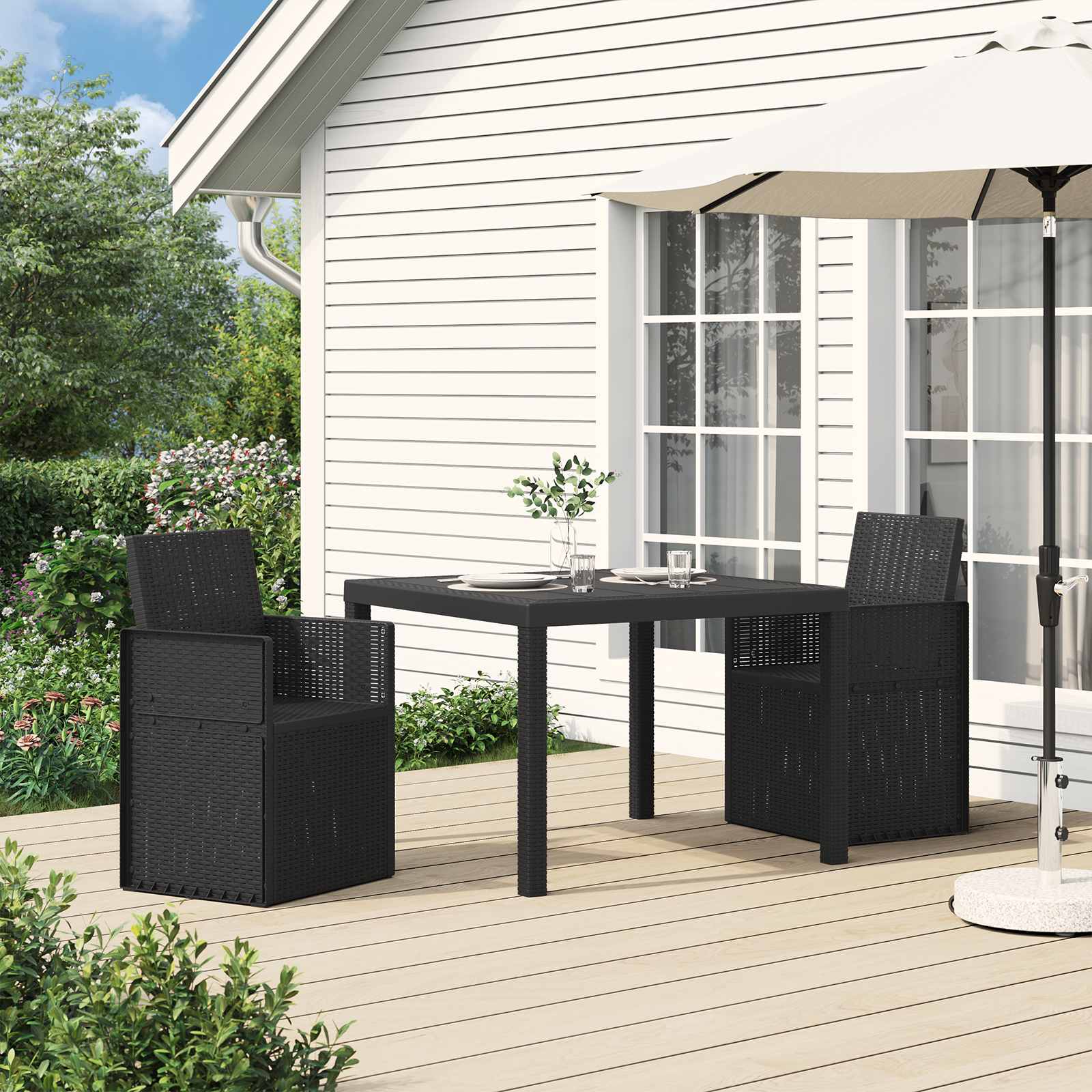 Garten Esszimmerstühle 2 pcs Weiß und Hellgrau PP