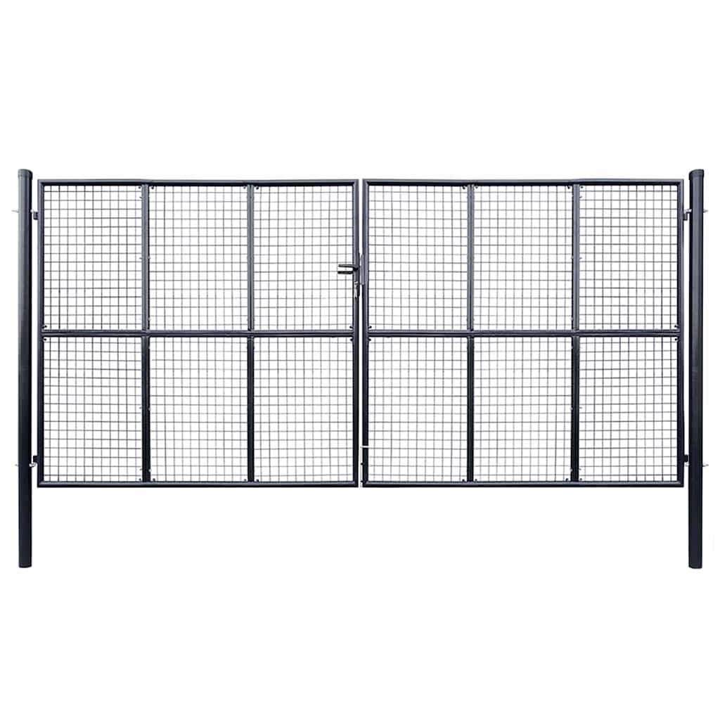 Maschen-Gartentor verzinkter Stahl 400 x 150 cm Grau