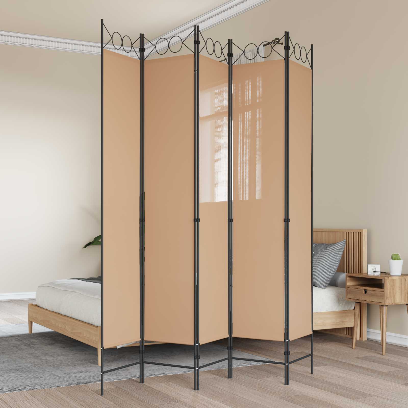 3-teiliger Raumteiler Beige 120 x 200 cm Stoff