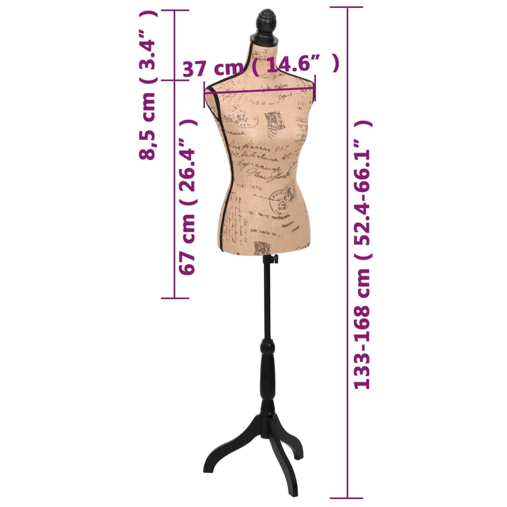 Damenbüste Schneiderpuppe Büste Torso Angezogen Mannequin Schwarz