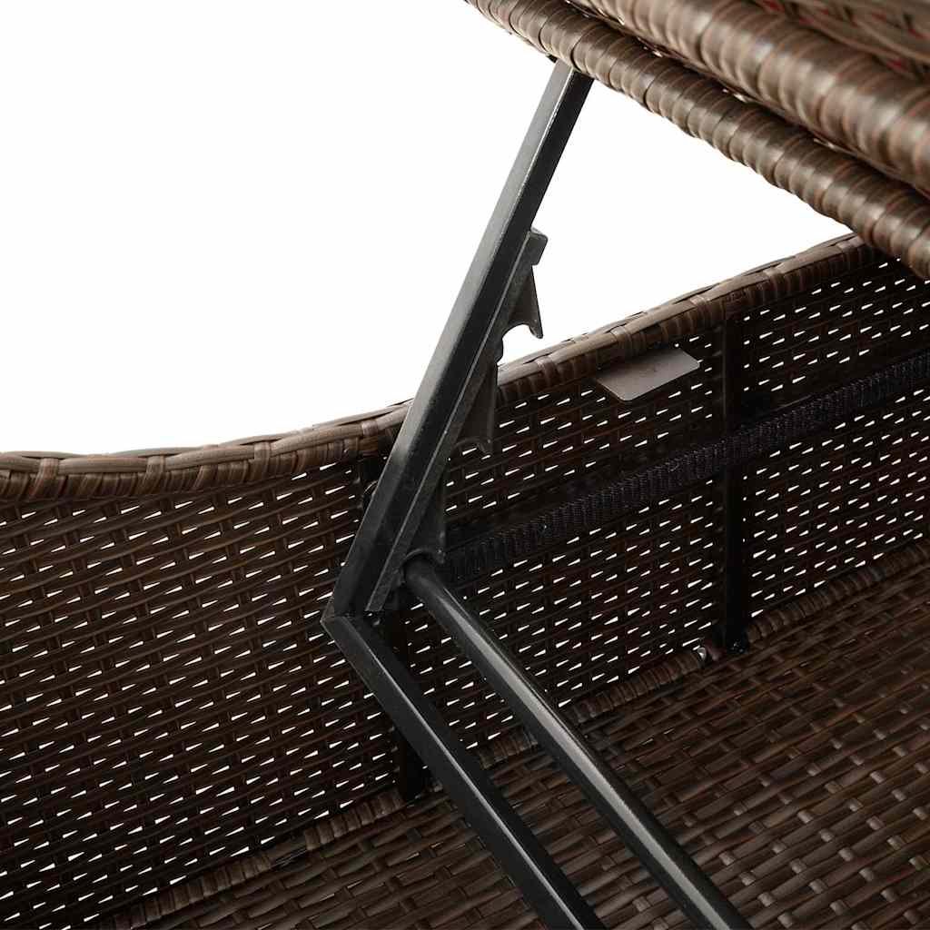 Klappliege mit Auflage und Stauraum Schwarz Poly-Rattan