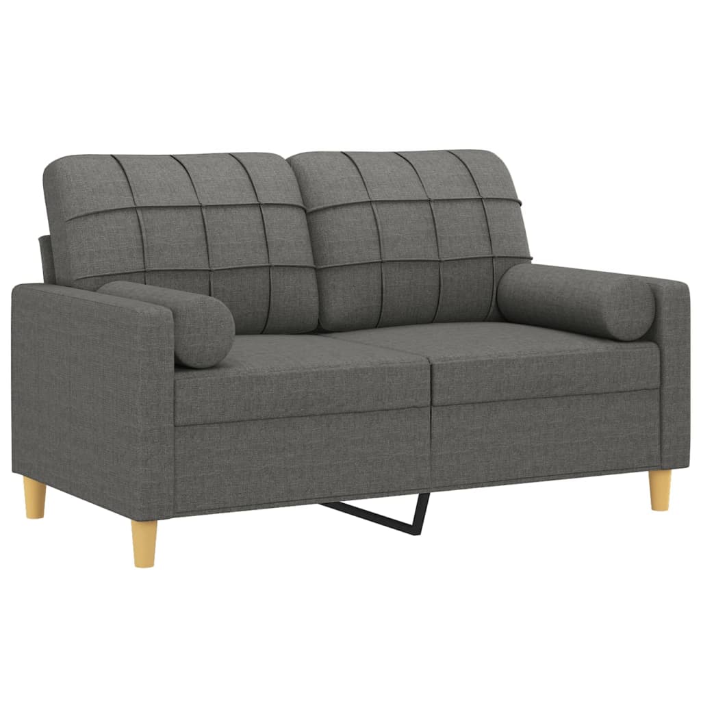 2-Sitzer-Sofa mit Zierkissen Braun 120 cm Stoff
