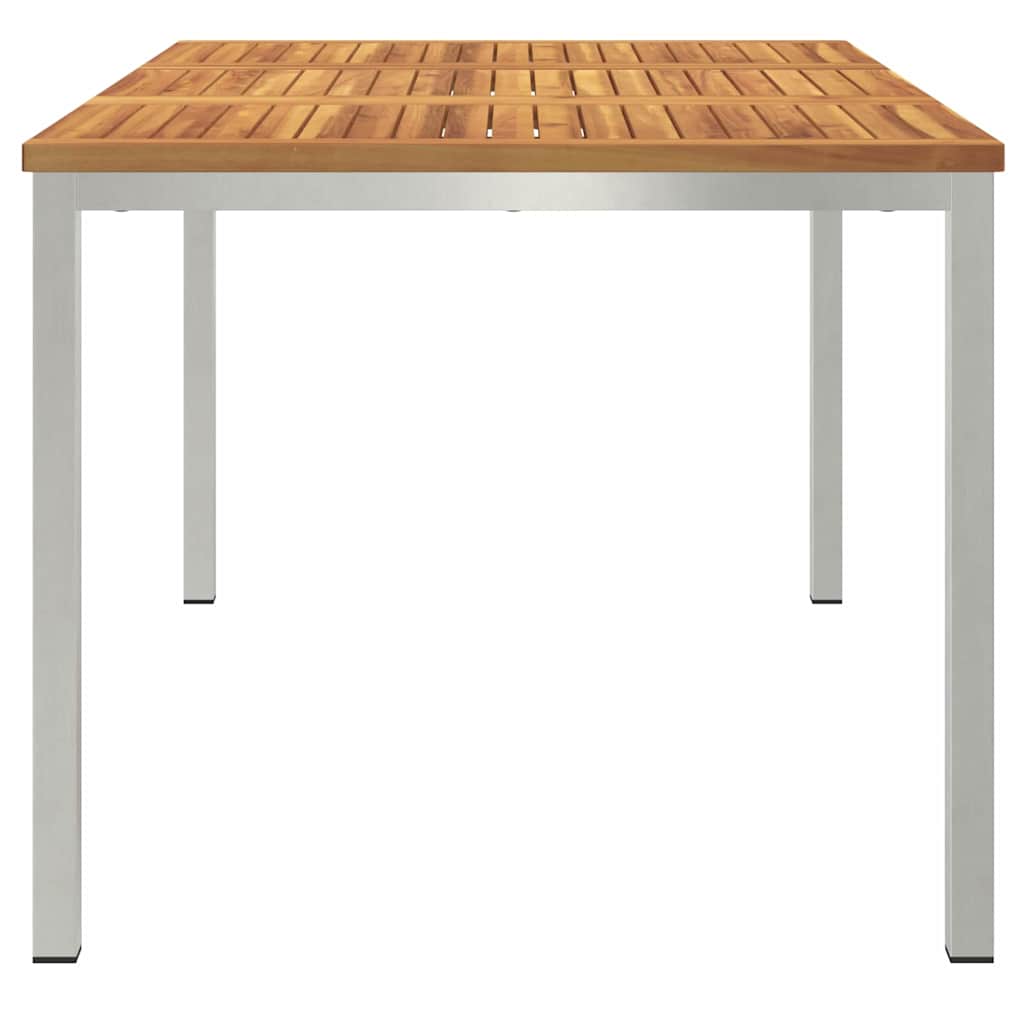 Esstisch 90x90x75 cm Massives Akazienholz und Edelstahl