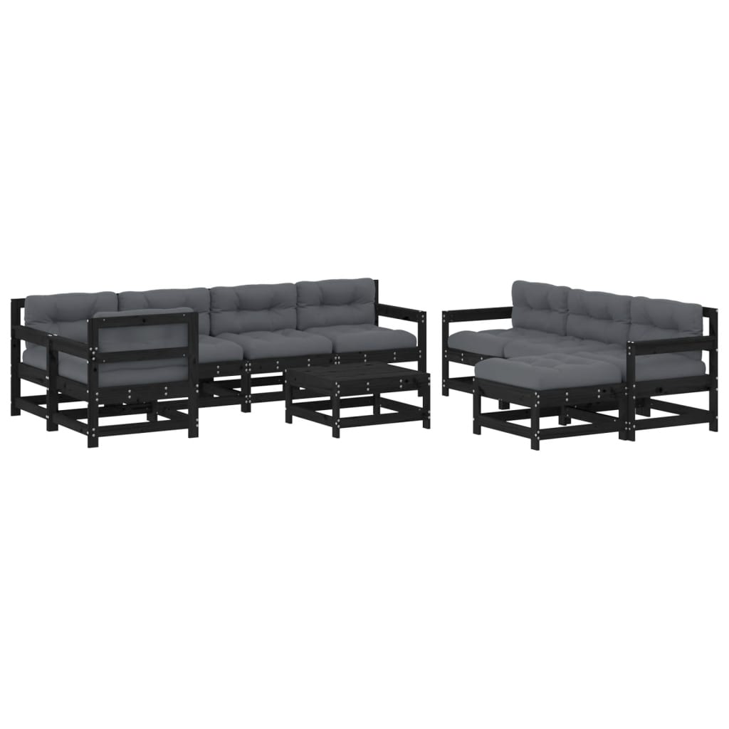 10-tlg. Garten-Lounge-Set mit Kissen Kiefernholz Imprägniert