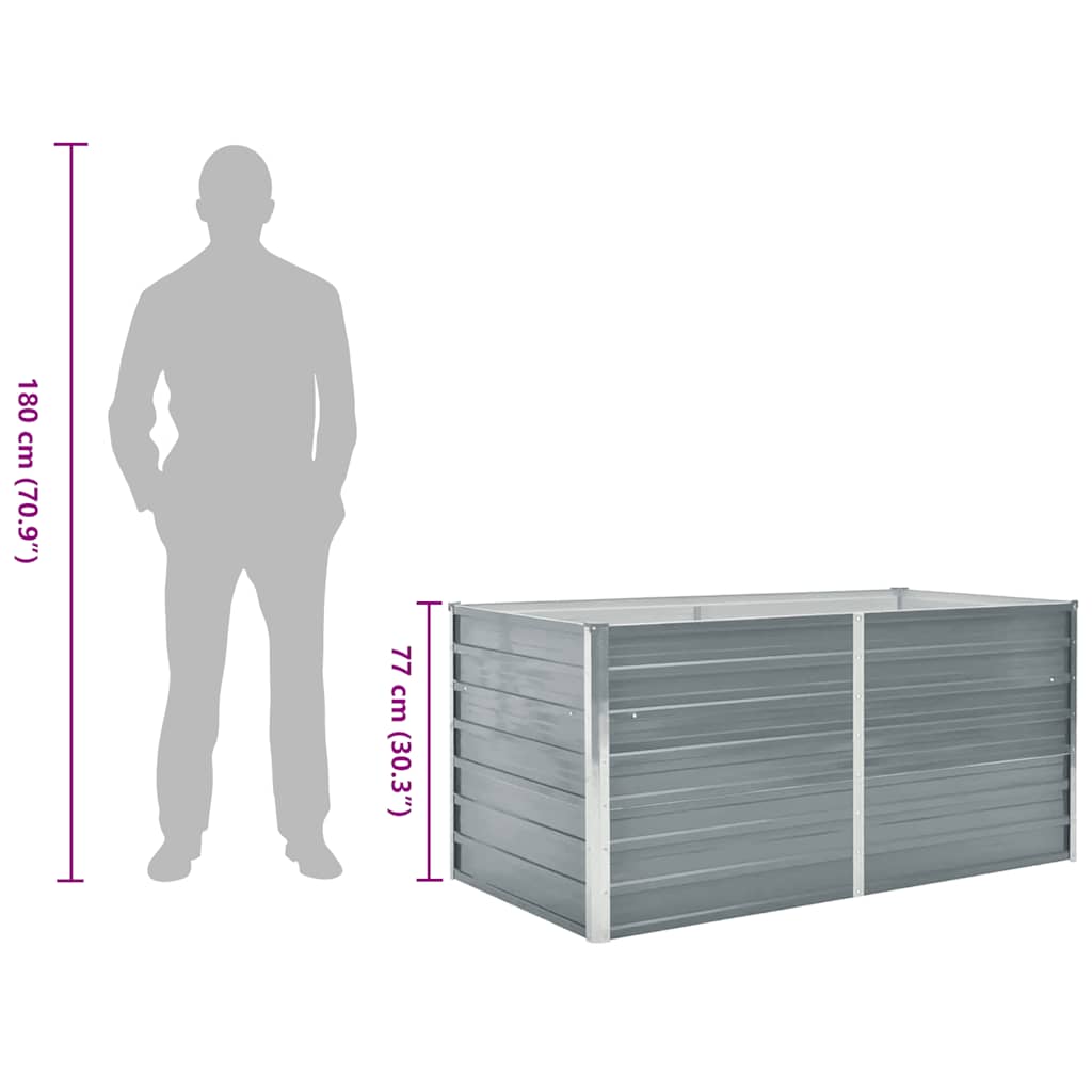Hochbeet 160 x 80 x 77 cm Verzinkter Stahl Grau