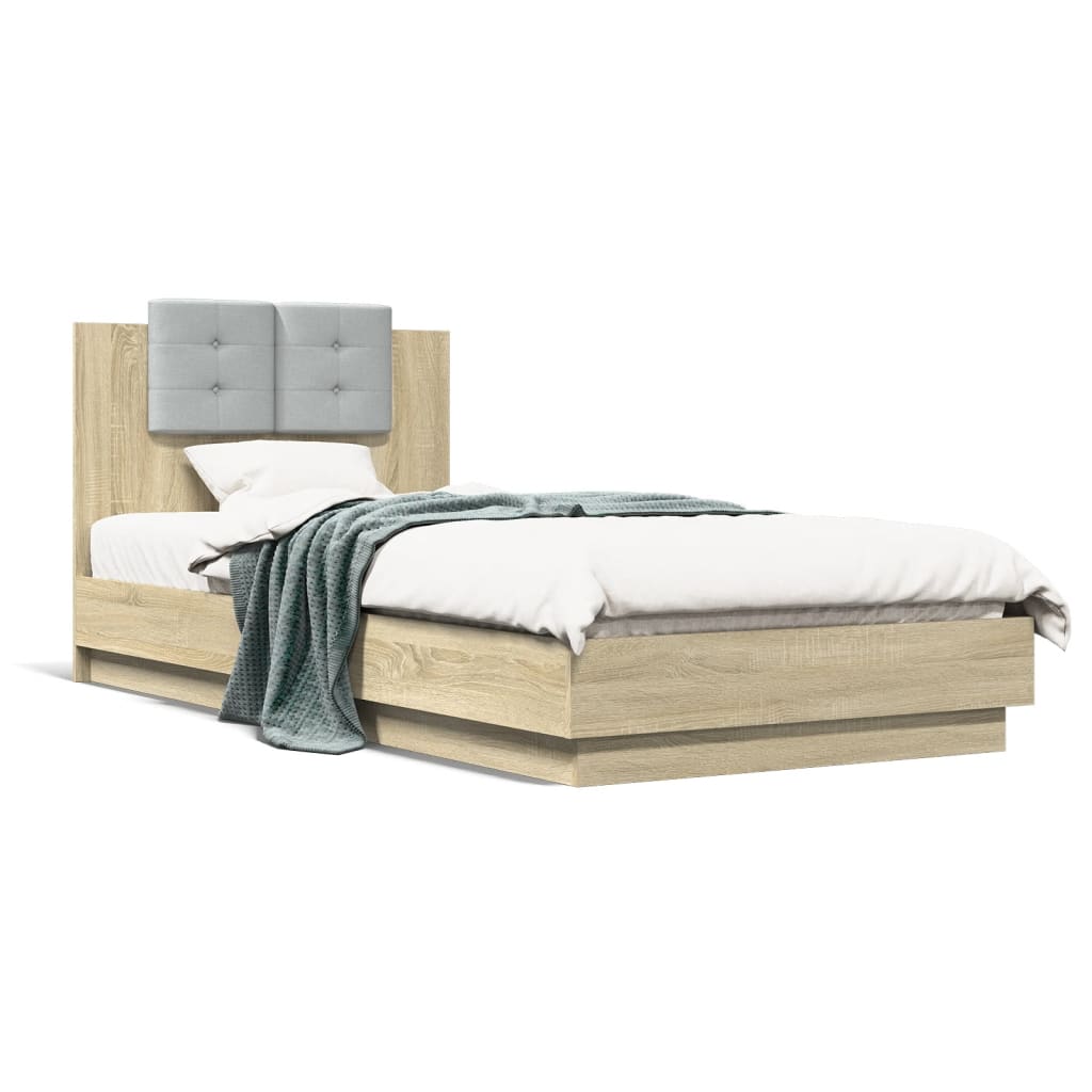 Bettgestell mit Kopfteil Grau Sonoma 180x200 cm Holzwerkstoff