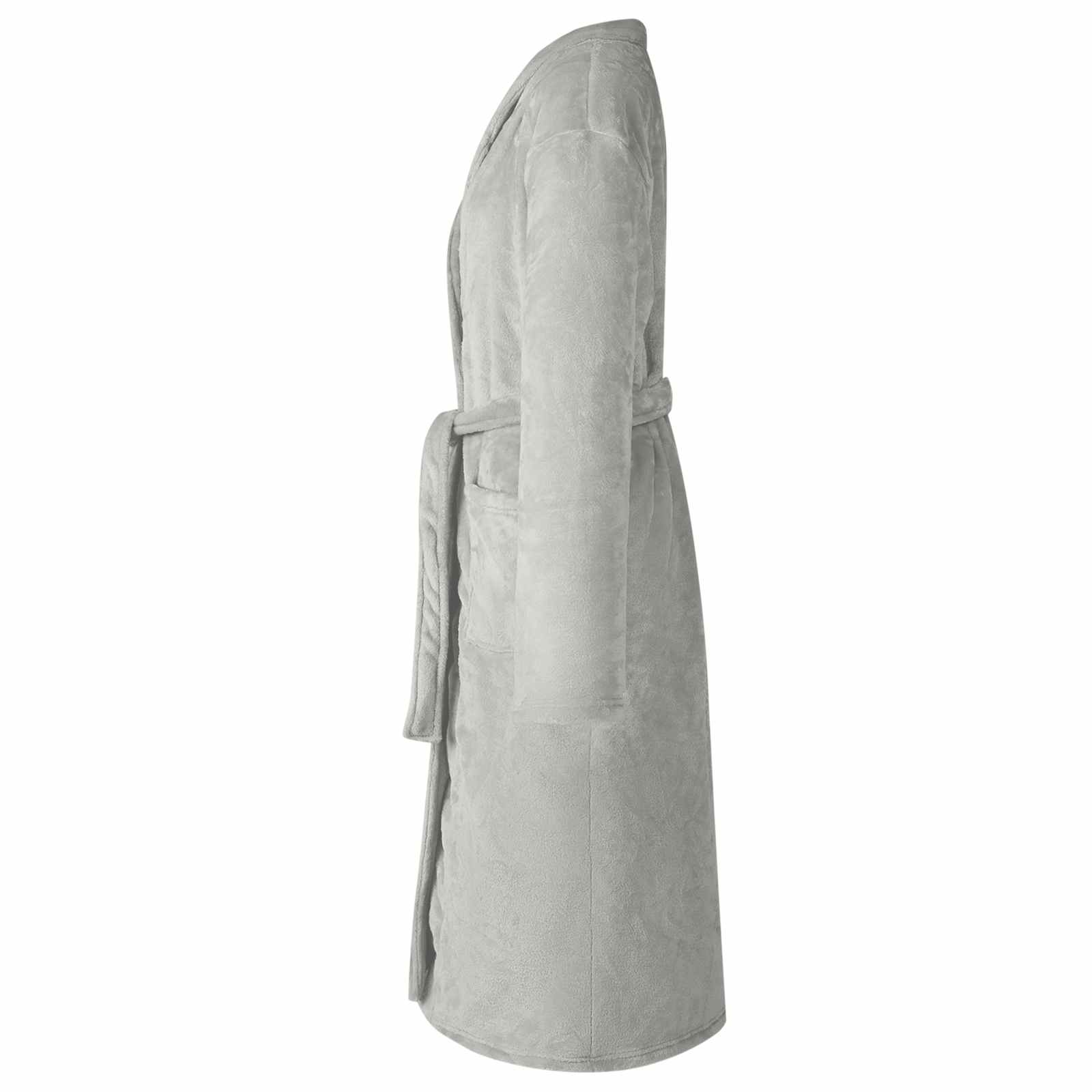 Bademantel ohne Kapuze Beige S Flanell