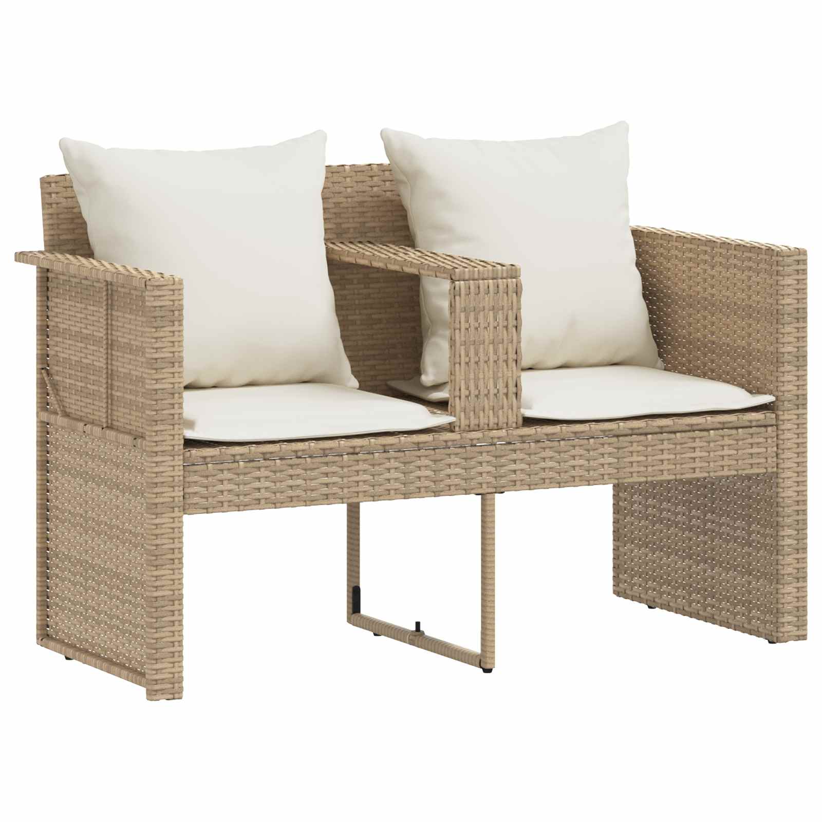 Garten-Sofa mit Kissen 8 pcs Beige und Hellgrau Poly-Rattan
