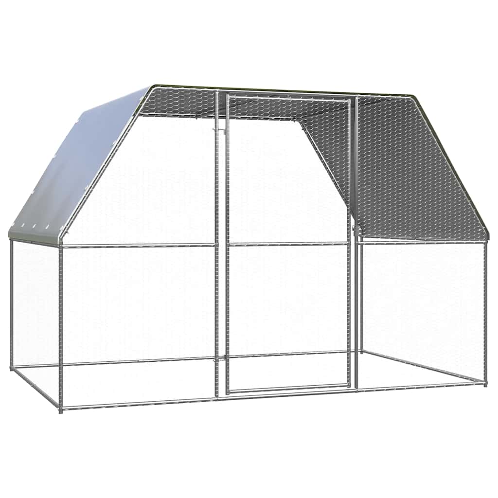 Hühnerkäfig Silbern und Grau 2x2x2 m Verzinkter Stahl