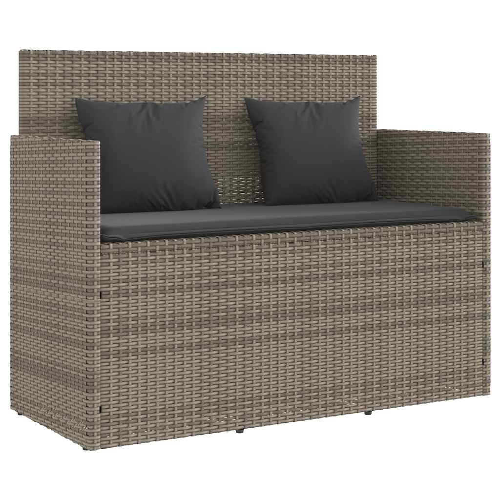 Gartenbank mit Kissen Schwarz Poly Rattan