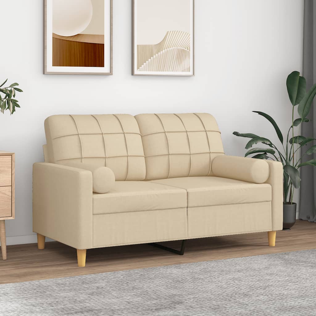 2-Sitzer-Sofa mit Zierkissen Braun 120 cm Stoff