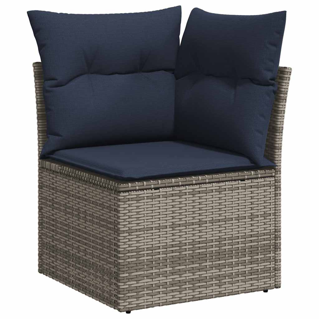 5-teiliges Gartensofa-Set mit Kissen, schwarzes Polyrattan