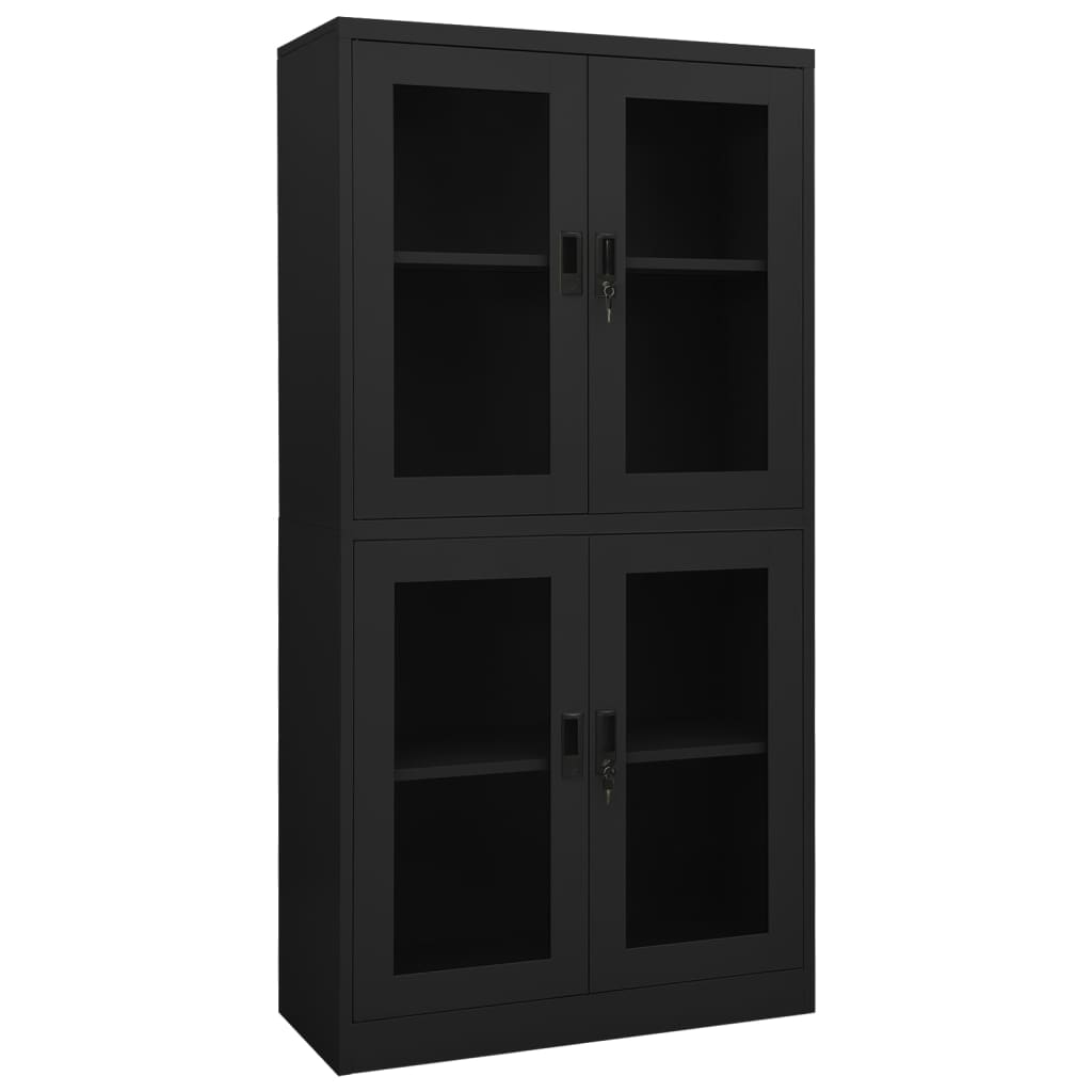 Büroschrank Weiß 90x40x180 cm Stahl und Hartglas