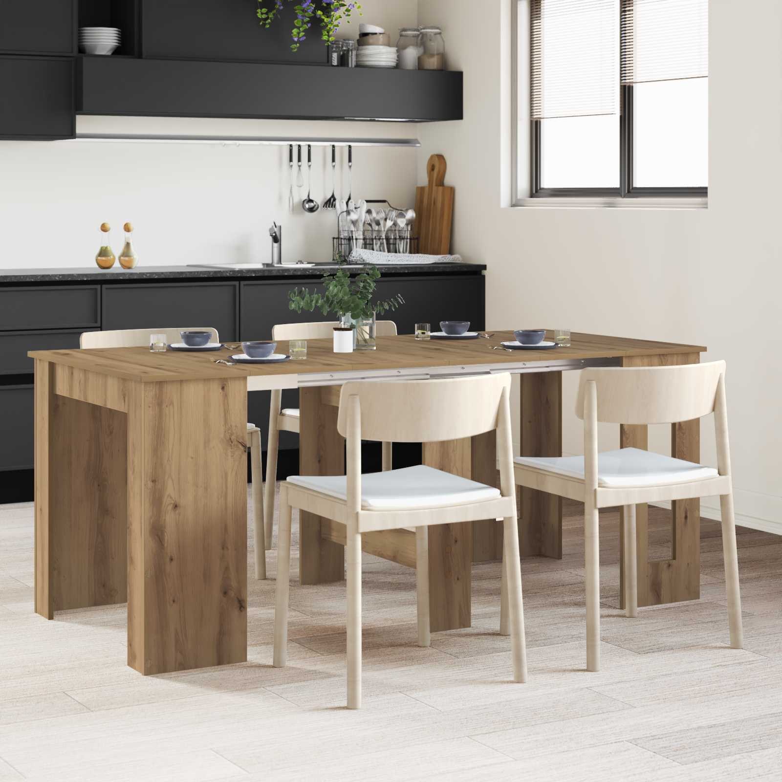 Esstisch 180 x 85 x 75 cm Holzwerkstoff Schwarze Eiche