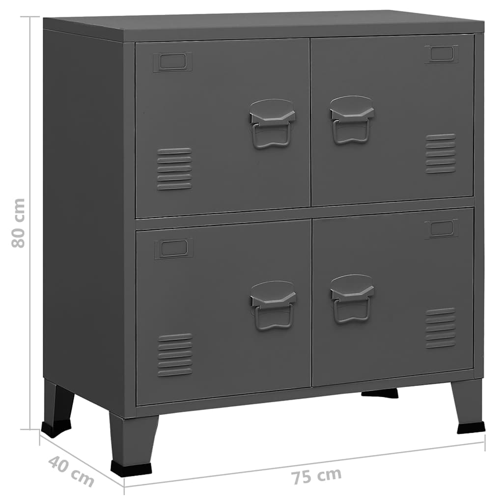 Lagerschrank Industrial Schwarz 75x40x80 cm Stahl