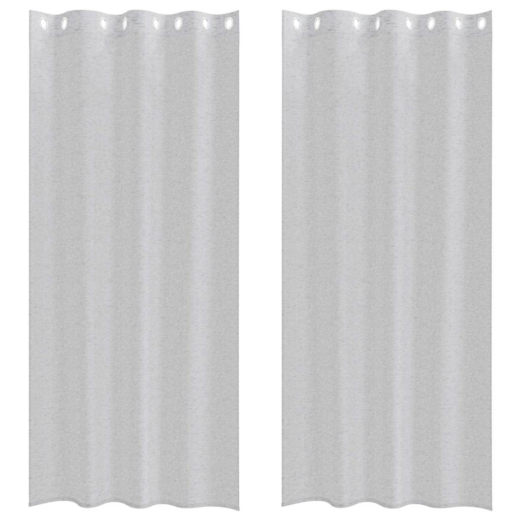 Voile-Vorhang mit Vorhängen 2 pcs Weiß 140 x 140 cm Polyester