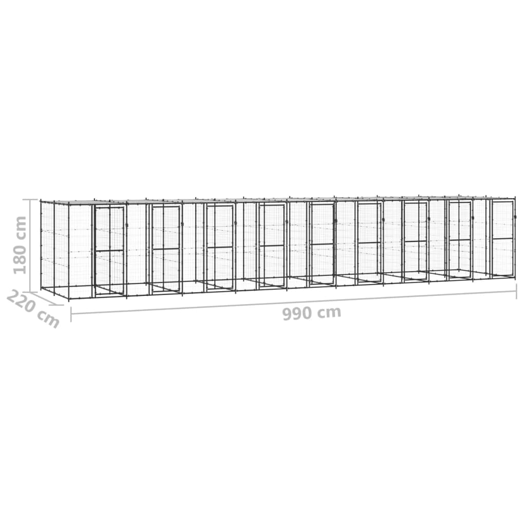 Outdoor-Hundezwinger Stahl mit Überdachung 110x220x180 cm