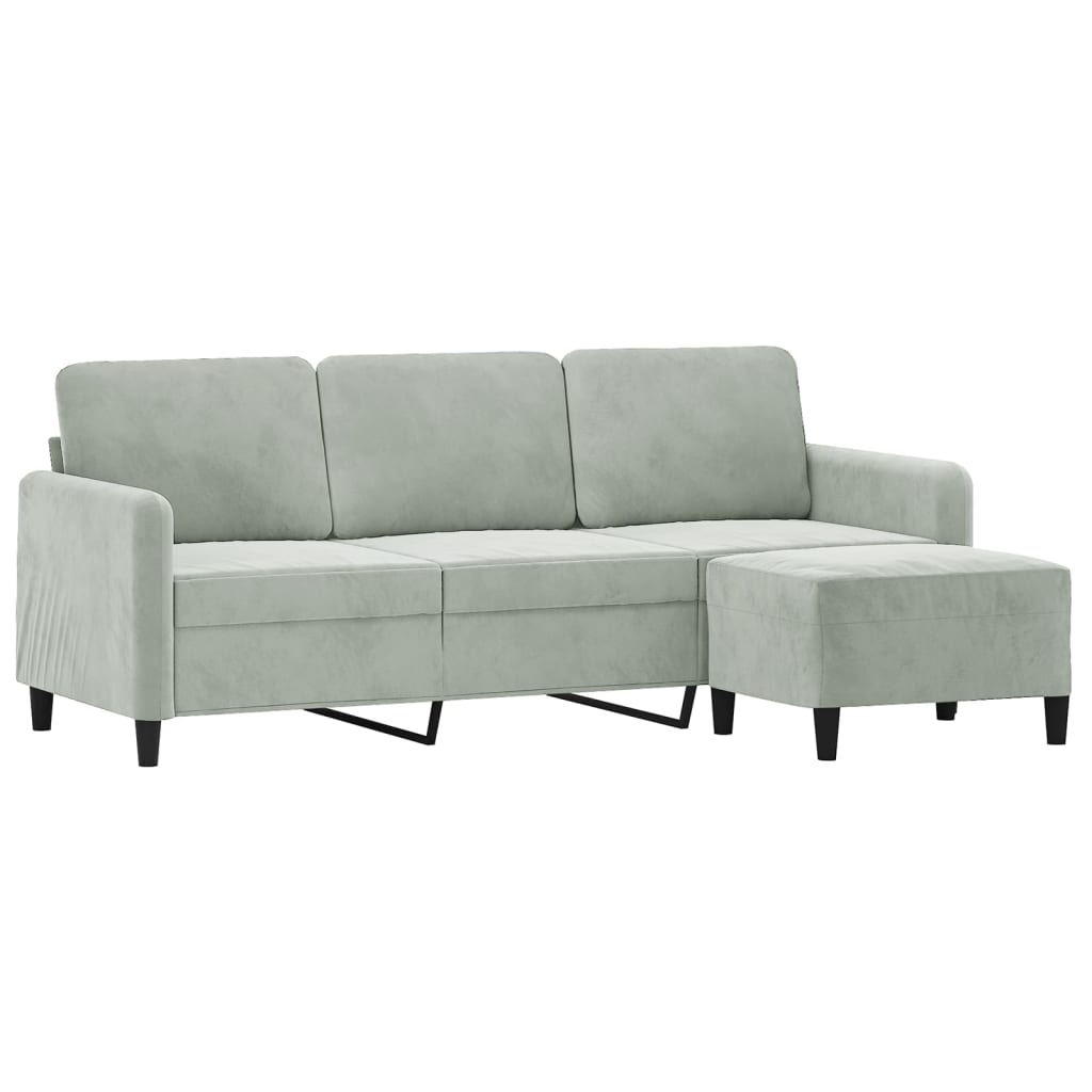 3-Sitzer-Sofa mit Hocker Rosa 180 cm Samt