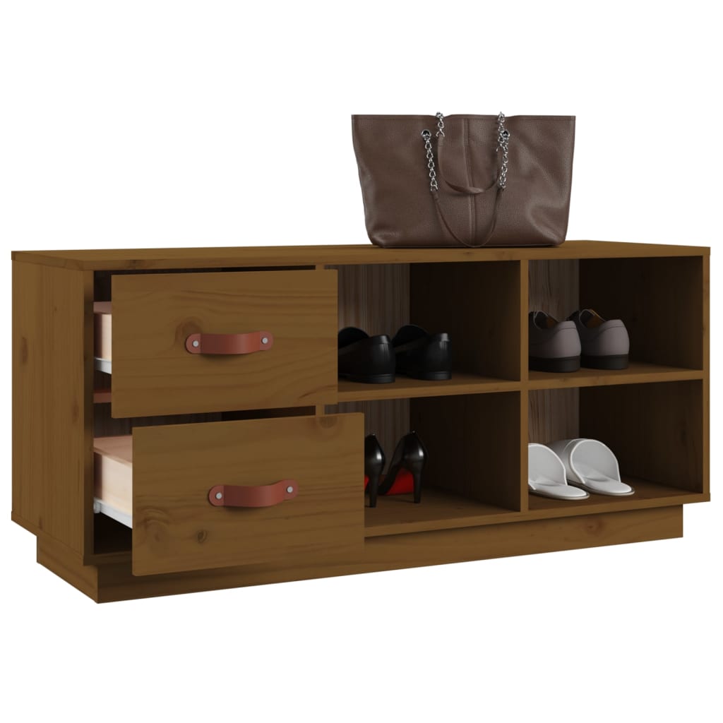 Schuhbank Weiß 100x34x45 cm Massivholz Kiefer