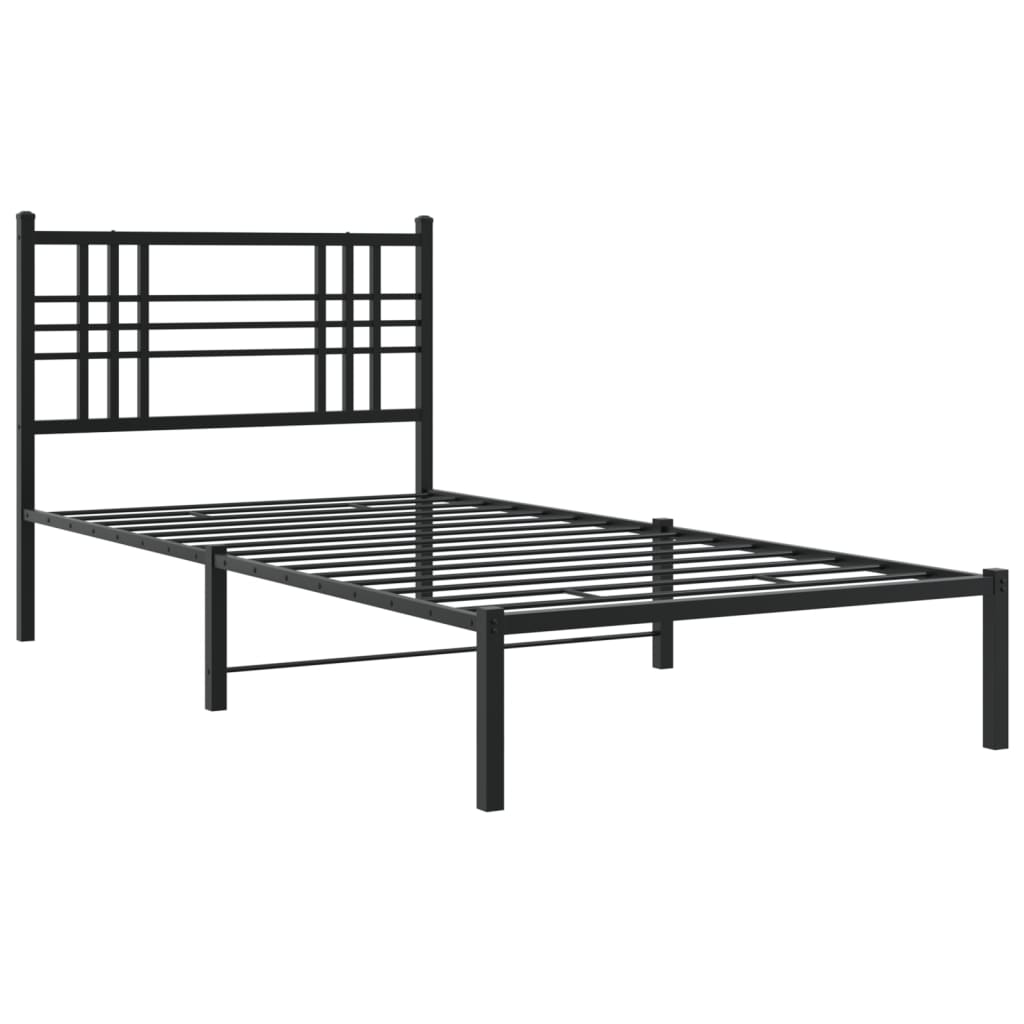 Bettgestell mit Kopf- und Fußteil Metall Schwarz 90x200 cm