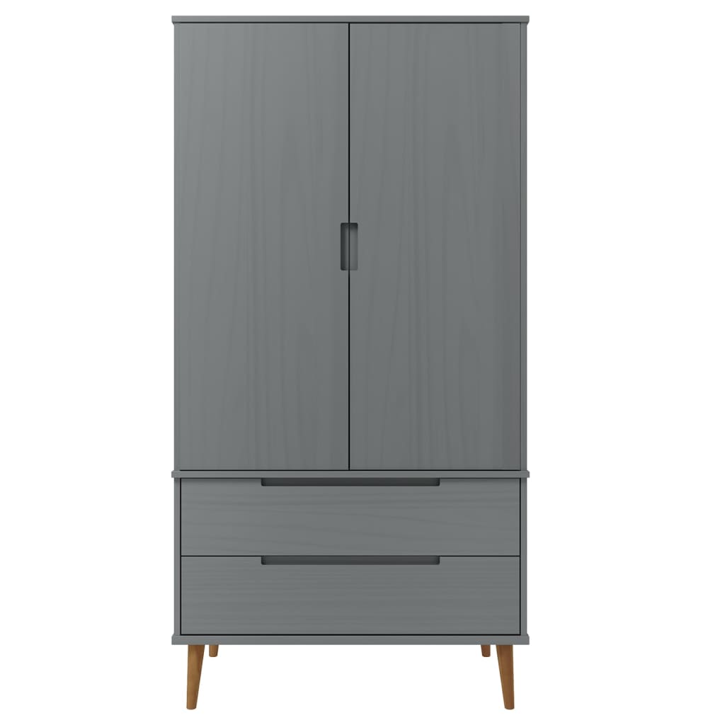 Kleiderschrank MOLDE Braun 90x55x175 cm Massivholz Kiefer