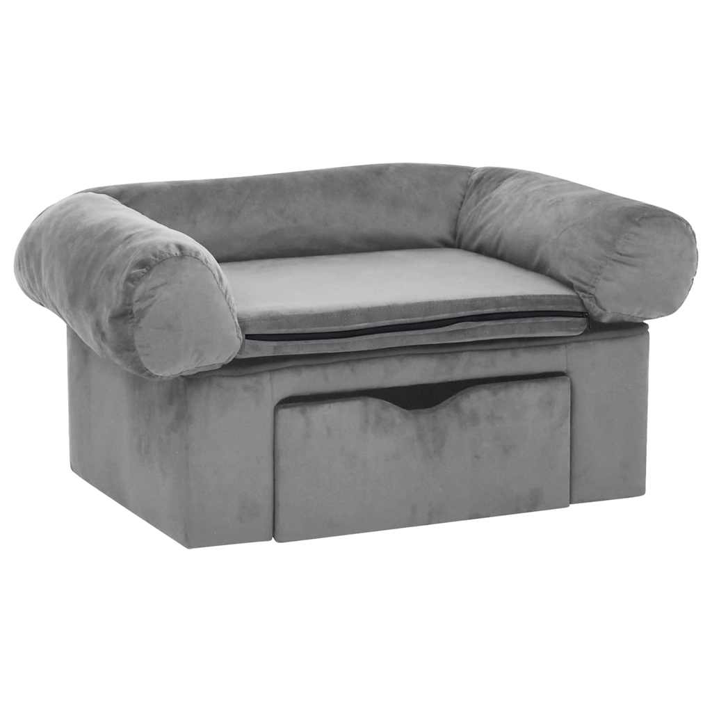 Hundesofa mit Schublade Dunkelgrau 75x50x38 cm Plüsch