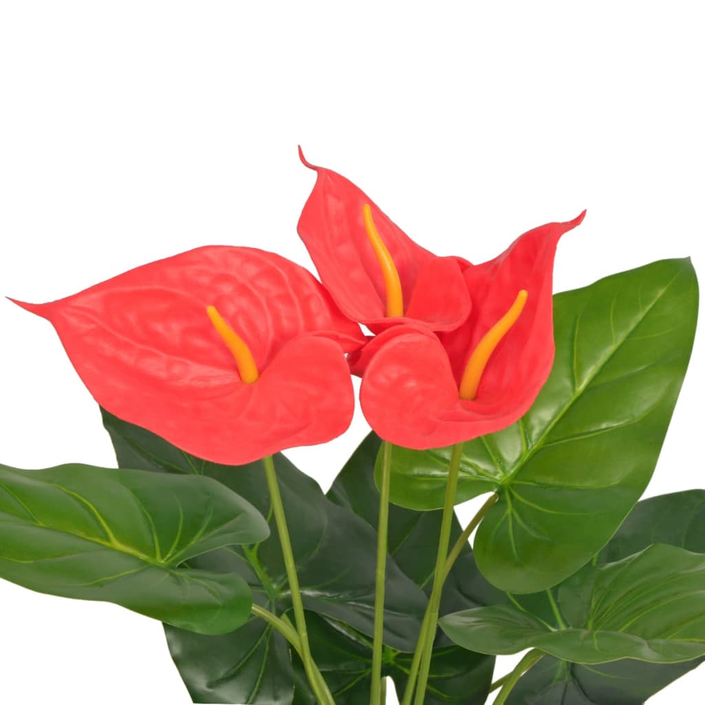 Künstliche Flamingoblume mit Topf 90 cm Rot und Gelb