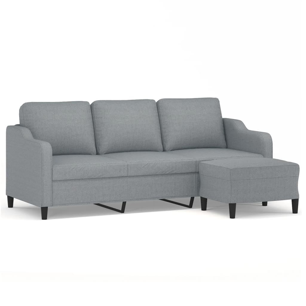 3-Sitzer-Sofa mit Hocker Braun 180 cm Stoff