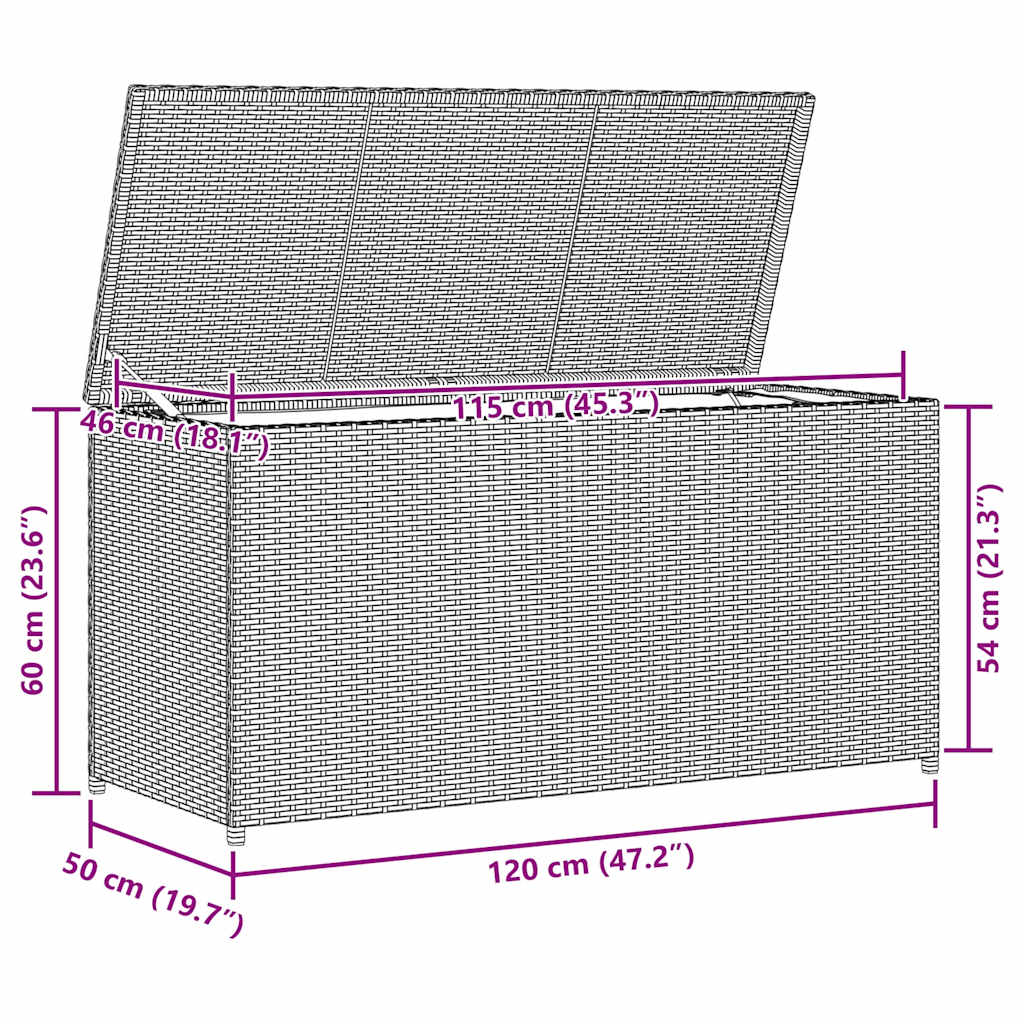 Garten-Auflagenbox Schwarz 120x50x60 cm Poly Rattan