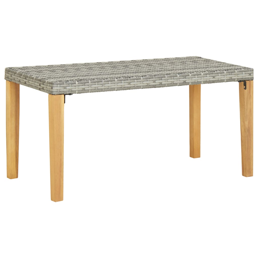 Gartenbank 120 cm Schwarz Poly Rattan und Massivholz Akazie