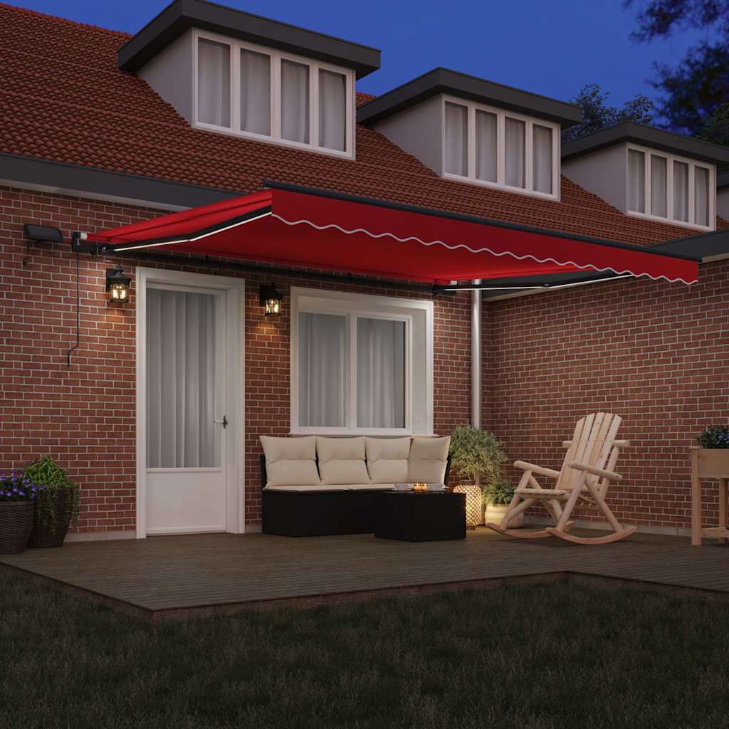 Markise Manuell Einziehbar mit LED 300x250 cm Blau und Weiß