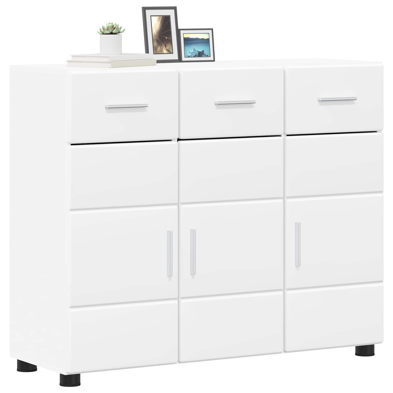 Highboard mit Regal FLORIN Weiß 60 x 35 x 182 cm Holzwerkstoff