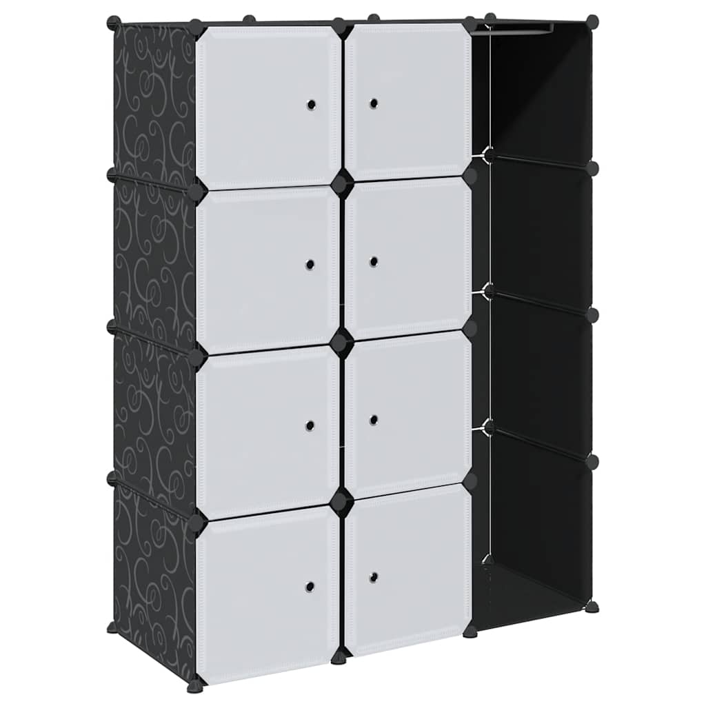 Modularer Schrank mit 9 Fächern 109x36,5x143cm Schwarz und Weiß