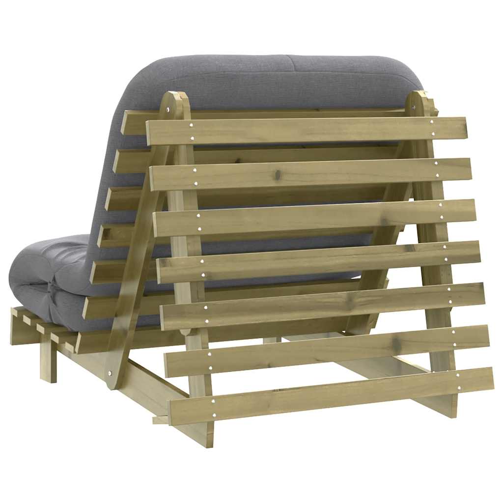 Futon Schlafsofa mit Matratze Braun 70x206x11 Massivholz Kiefer