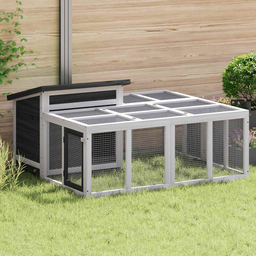 Kaninchenstall Mokka 144x123x67,5 cm Massivholz Kiefer