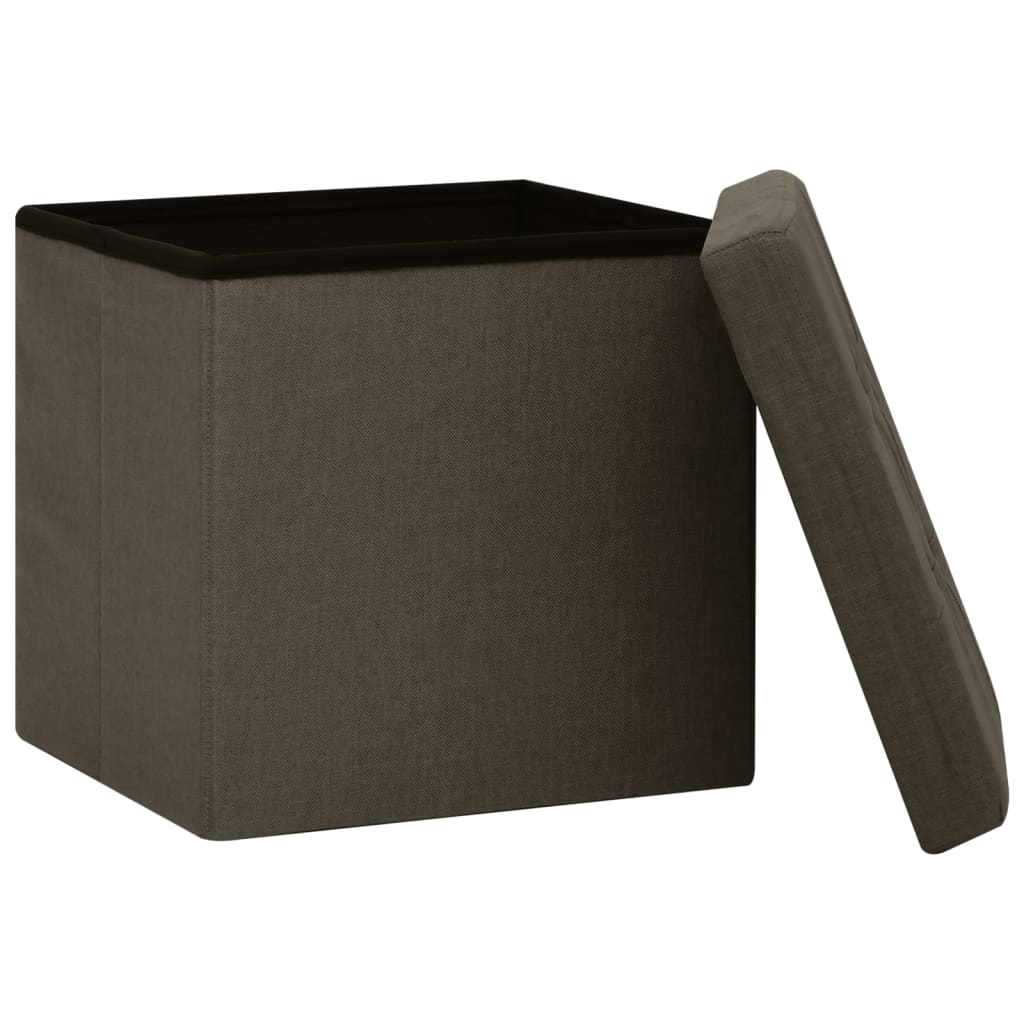 Hocker mit Stauraum Cremeweiß Leinenoptik