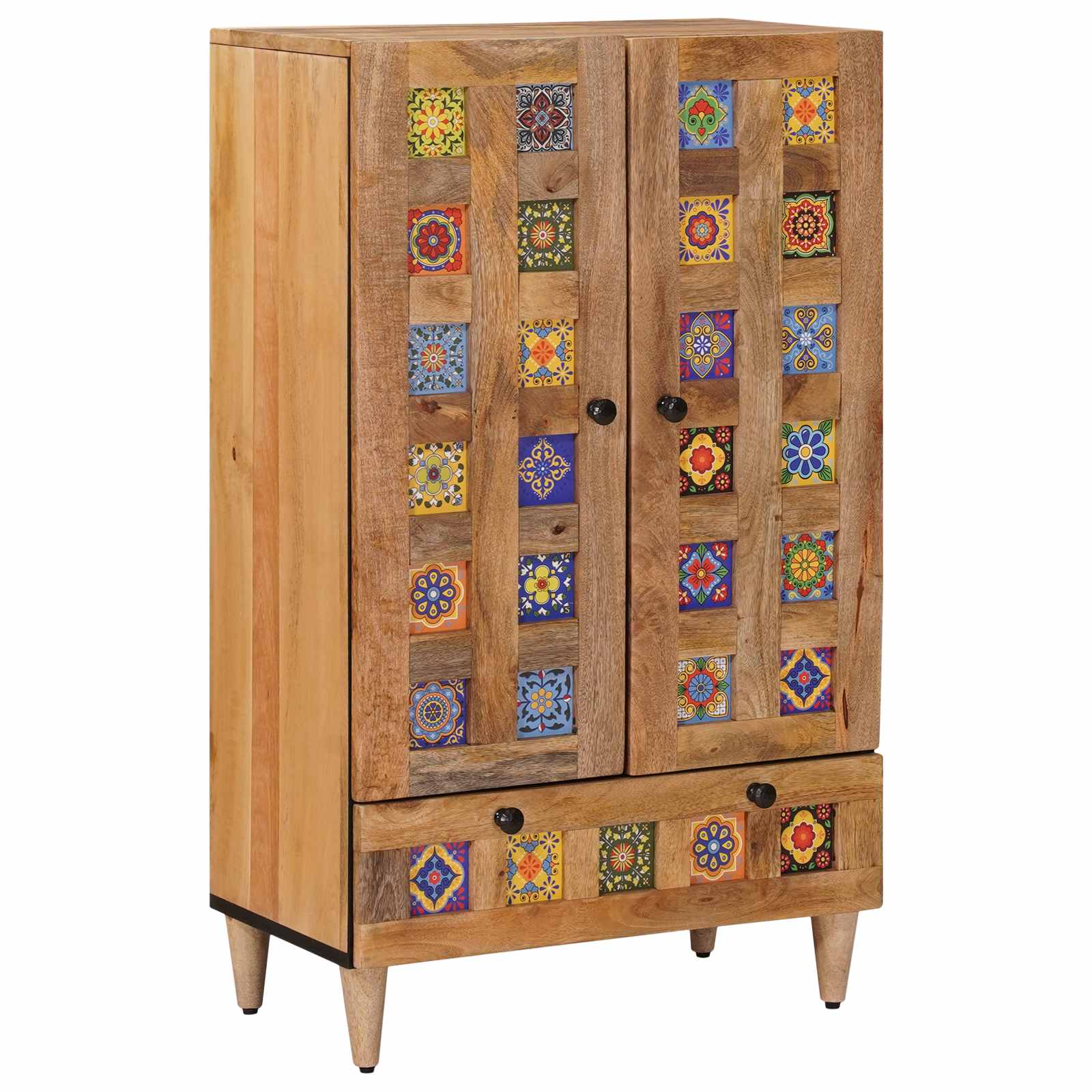 Highboard mit Tür Walnuss 60 x 33,5 x 100 cm Massivholz Mango