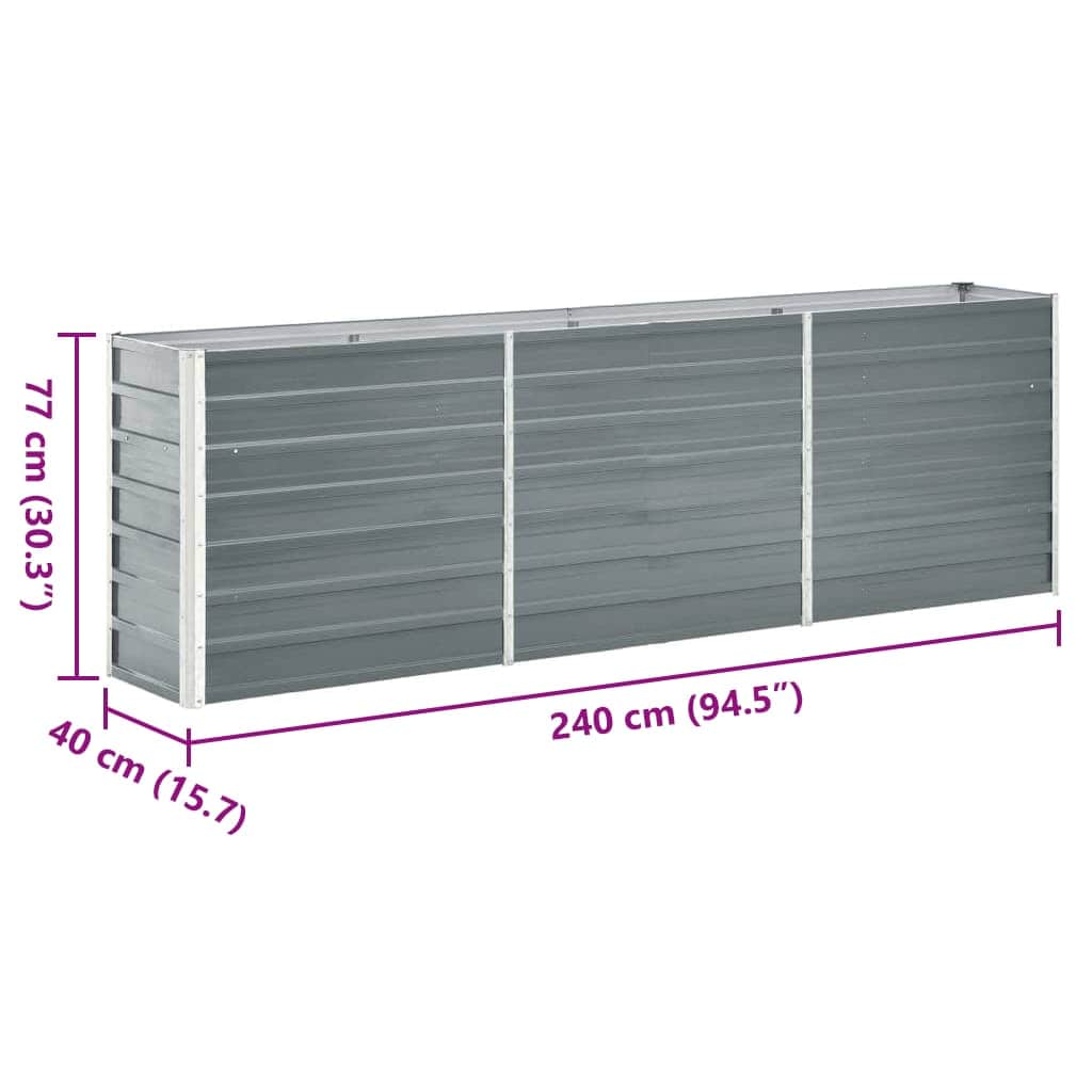 Hochbeet 160 x 80 x 77 cm Verzinkter Stahl Grau
