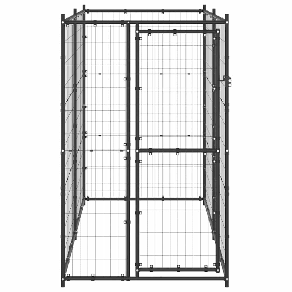 Outdoor-Hundezwinger Stahl mit Überdachung 110x220x180 cm