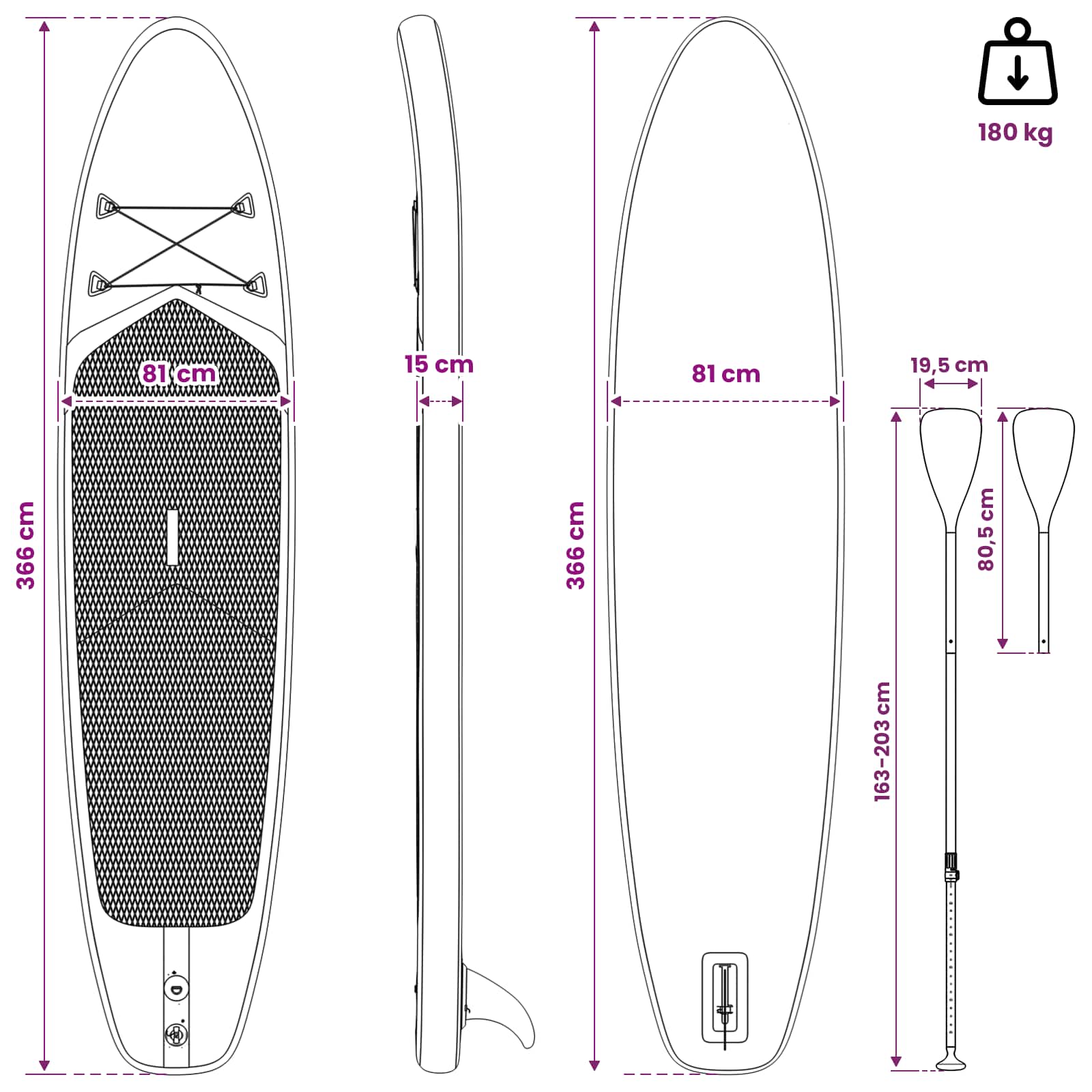 SUP Board mit Sitz 2-in-1 POSEIDON 305 x 76 x 15 cm Grün für