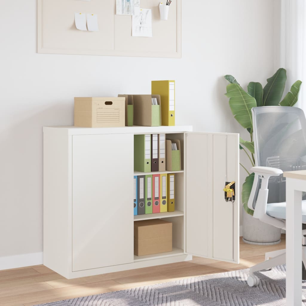 Aktenschrank mit 2 Türen Grau 90 cm Stahl