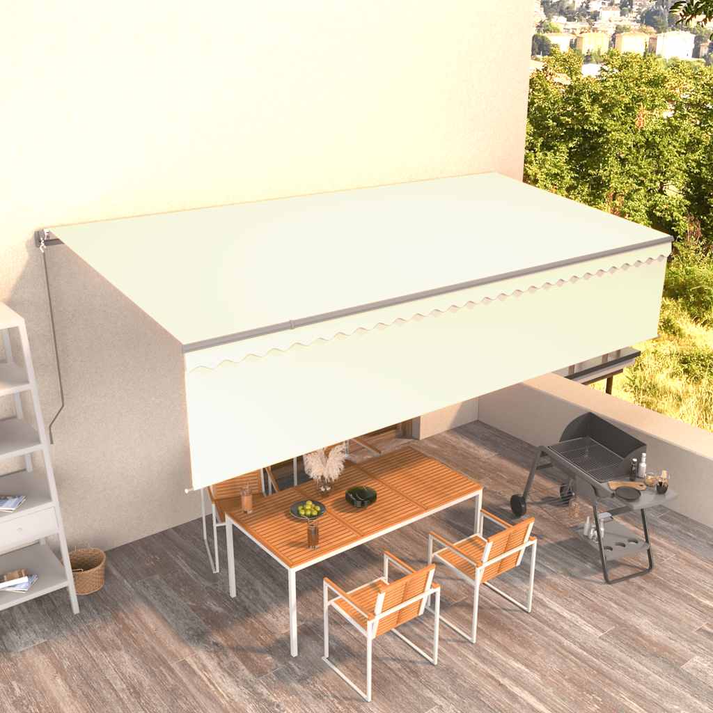 Markise Manuell Einziehbar mit Rollo 3x2,5 m Creme