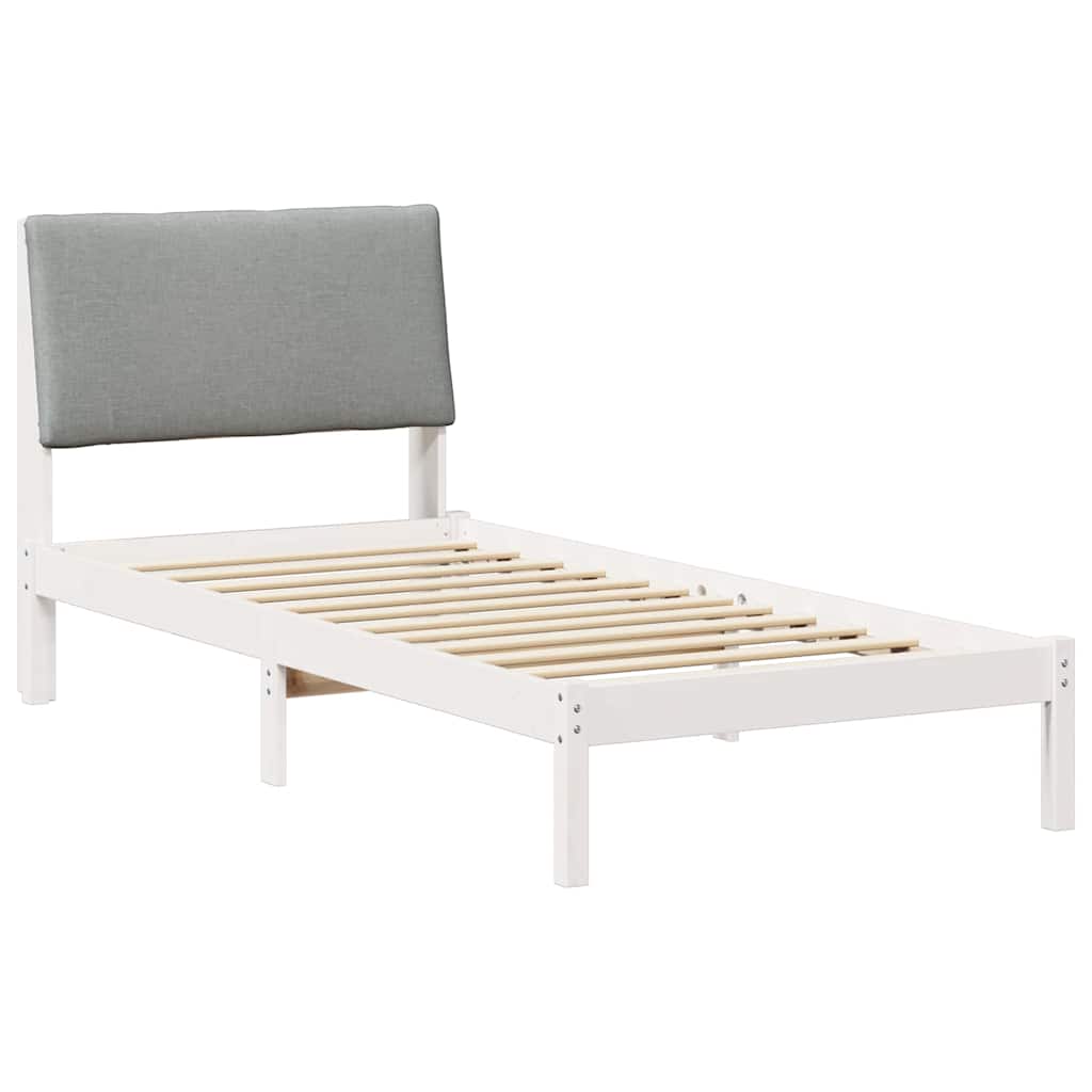 Bettgestell Braun und hellgrau 200 x 200 cm Massivholz Kiefer
