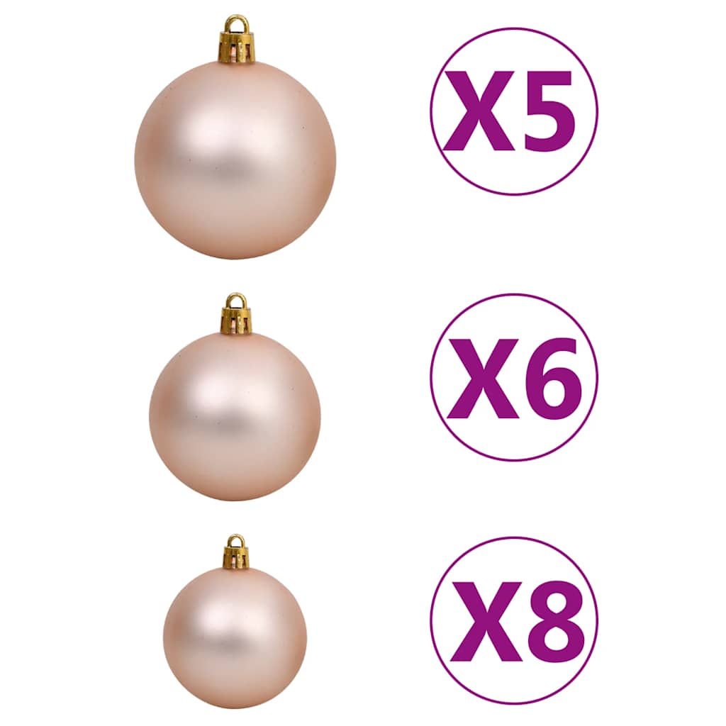 Künstlicher Weihnachtsbaum mit LEDs Kugeln Zapfen 150 cm