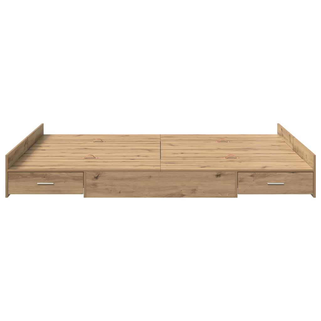 Aufbewahrungsbettgestell Weiß 200 x 200 cm Holzwerkstoff
