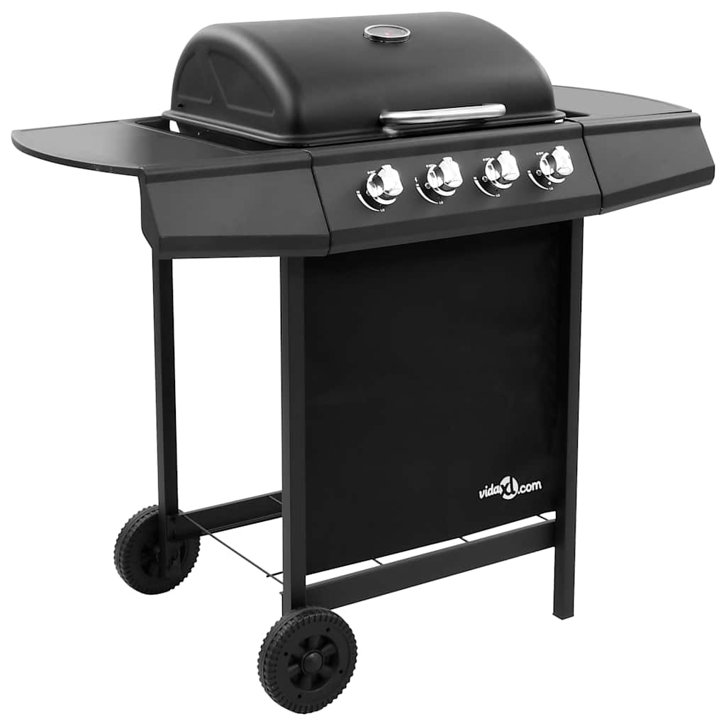 Gasgrill mit 4 Flammen Schwarz und Silbern