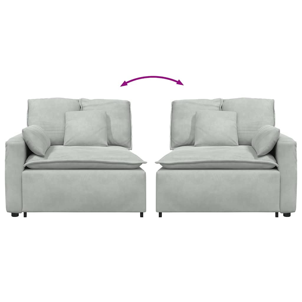 Modulares Sofa Endmodul mit Armlehne Kissen Blau 100 cm