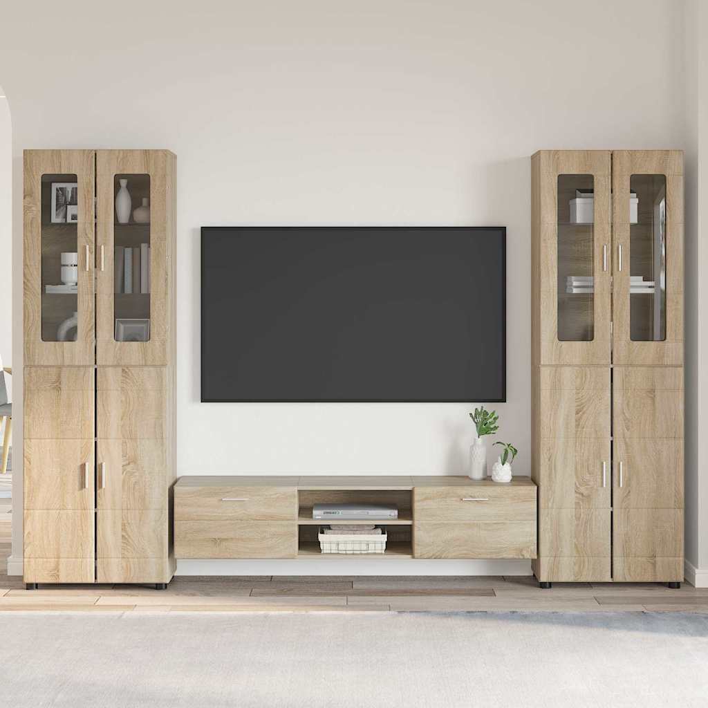 Highboard mit Regal FLORIN Weiß 60 x 35 x 182 cm Holzwerkstoff